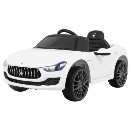 Maserati Ghibli na akumulator dla dzieci Biały + Pilot + Wolny Start + EVA + MP3 USB + LED