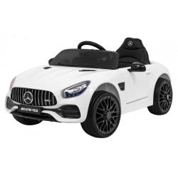 Mercedes Benz GT na akumulator dla dzieci Biały + Pilot + Wolny Start + MP3 LED
