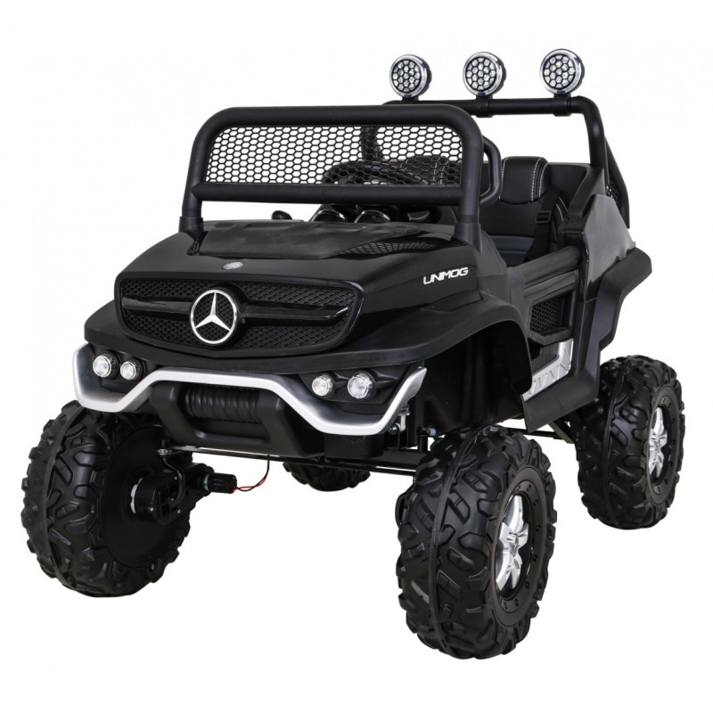 Mercedes Benz Unimog dla dzieci Czarny + Napęd 4x4 + Pilot + Bagażnik + Wolny Start + MP3 LED
