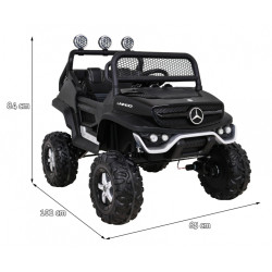 Mercedes Benz Unimog dla dzieci Czarny + Napęd 4x4 + Pilot + Bagażnik + Wolny Start + MP3 LED