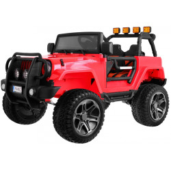 Auto terenowe typu jeep Monster 4x4 dla dzieci Czerwony + Pilot + Regulacja siedzenia + MP3 LED + Bagażnik + Plecak