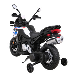 Motor BMW F850 GS na akumulator dla dzieci Biały + Kółka pomocnicze + Audio LED + Wolny Start + EVA