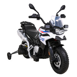 Motor BMW F850 GS na akumulator dla dzieci Biały + Kółka pomocnicze + Audio LED + Wolny Start + EVA