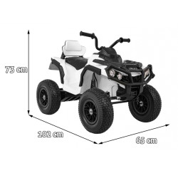 Quad ATV Air na akumulator dla dzieci Biały + Koła pompowane + Radio MP3 + Wolny Start