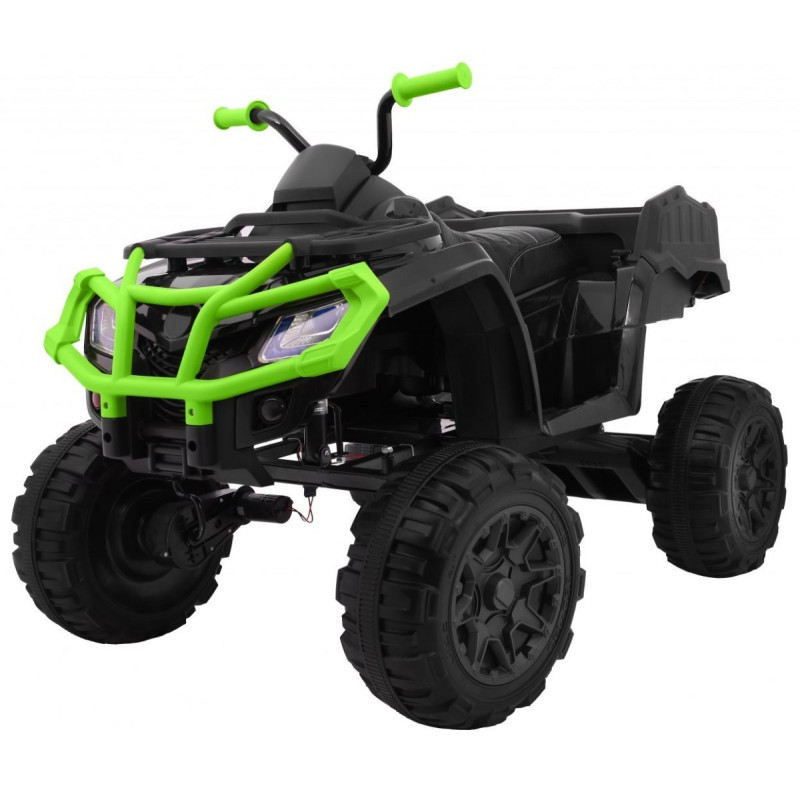 Quad XL ATV 2,4GHz na akumulator dla dzieci Czarno-Zielony + Pilot + Napęd 4x4 + Bagażnik + Wolny Start + EVA + Audio LED