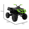 Quad XL ATV 2,4GHz na akumulator dla dzieci Czarno-Zielony + Pilot + Napęd 4x4 + Bagażnik + Wolny Start + EVA + Audio LED