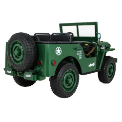 Autko Wojskowe Retro dla 3 dzieci Zielony Jeep Willys