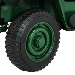 Autko Wojskowe Retro dla 3 dzieci Zielony Jeep Willys