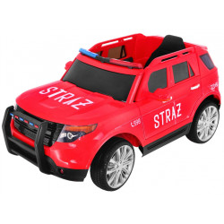 Auto SUV Straż Pożarna na akumulator dla dzieci + Syreny + Światła + Megafon + Pilot