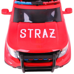 Auto SUV Straż Pożarna na akumulator dla dzieci + Syreny + Światła + Megafon + Pilot
