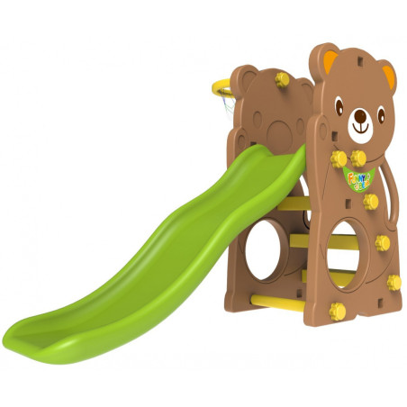 Zjeżdżalnia ogrodowa 2w1 Koszykówka dla dzieci Miś + Ślizg 136cm