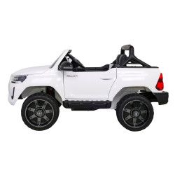 Toyota Hilux na akumulator dla dzieci Biały Pickup + Napęd 4x4 + Pilot + 2 bagażniki