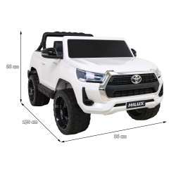 Toyota Hilux na akumulator dla dzieci Biały Pickup + Napęd 4x4 + Pilot + 2 bagażniki