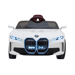 Autko BMW i4 na akumulator dla dzieci Biały + Wolny Start + EVA + Ekoskóra + Audio LED + Pilot