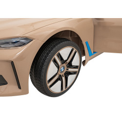 Autko BMW i4 na akumulator dla dzieci Złoty + Wolny Start + EVA + Ekoskóra + Audio LED + Pilot