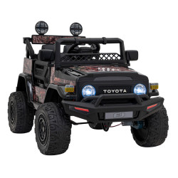 Toyota FJ Cruiser dla dzieci Czarny Liście + Pilot + Napęd 4x4 + Audio LED + EVA + Wolny Start