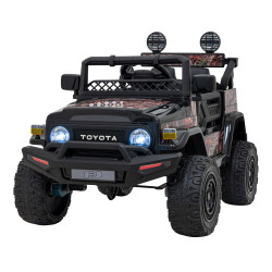 Toyota FJ Cruiser dla dzieci Czarny Liście + Pilot + Napęd 4x4 + Audio LED + EVA + Wolny Start