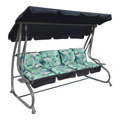 Ogromna Huśtawka Ogrodowa Siedzisko Plecionka 2x1 Liście Monstery