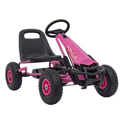 Gokart na Pedały AIR PerHour dla dzieci Różowy + Hamulec ręczny + Pompowane koła + Regulacja siedzenia