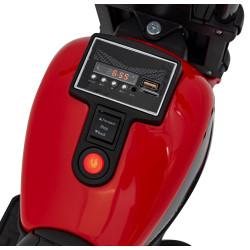 Motorek Chopper FASTER na akumulator dla dzieci Czerwony + Radio FM + Panel audio + LED