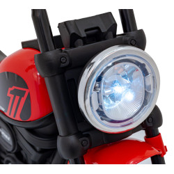 Motorek Chopper FASTER na akumulator dla dzieci Czerwony + Radio FM + Panel audio + LED