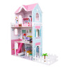 Duży Domek z drewna dla lalek Różowy dla dzieci 3+ Akcesoria Meble + 3 piętra