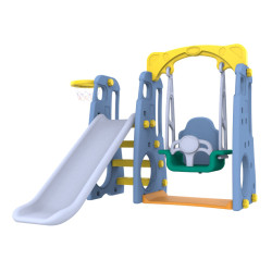 Zjeżdżalnia ogrodowa 3w1 Huśtawka Koszykówka dla dzieci Błękitny