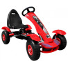 Gokart na pedały Racing XL dla dzieci 3+ Czerwony + Pompowane koła + Regulacja fotela + Wolny bieg
