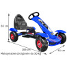 Gokart na pedały Racing XL dla dzieci 3+ Niebieski + Pompowane koła + Regulacja fotela + Wolny bieg