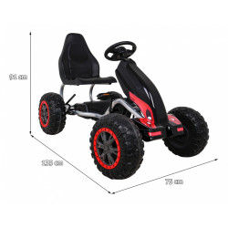 Duży Gokart Strong na pedały dla dzieci Czarny + Obciążenie 100 kg + Koła EVA + Hamulec ręczny + Sportowy fotel