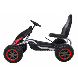 Duży Gokart Strong na pedały dla dzieci Czarny + Obciążenie 100 kg + Koła EVA + Hamulec ręczny + Sportowy fotel