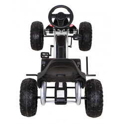 Duży Gokart Strong na pedały dla dzieci Czarny + Obciążenie 100 kg + Koła EVA + Hamulec ręczny + Sportowy fotel