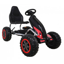 Duży Gokart Strong na pedały dla dzieci Czarny + Obciążenie 100 kg + Koła EVA + Hamulec ręczny + Sportowy fotel