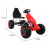Duży Gokart Strong na pedały dla dzieci Czerwony + Obciążenie 100 kg + Koła EVA + Hamulec ręczny + Sportowy fotel