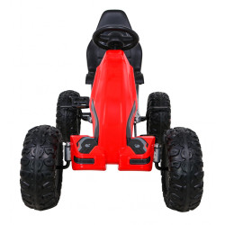 Duży Gokart Strong na pedały dla dzieci Czerwony + Obciążenie 100 kg + Koła EVA + Hamulec ręczny + Sportowy fotel