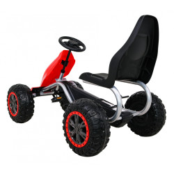 Duży Gokart Strong na pedały dla dzieci Czerwony + Obciążenie 100 kg + Koła EVA + Hamulec ręczny + Sportowy fotel