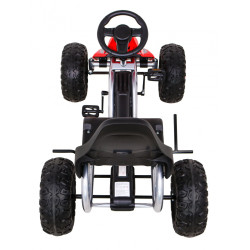 Duży Gokart Strong na pedały dla dzieci Czerwony + Obciążenie 100 kg + Koła EVA + Hamulec ręczny + Sportowy fotel