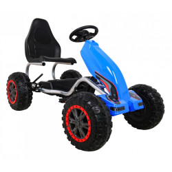Duży Gokart Strong na pedały dla dzieci Niebieski + Obciążenie 100 kg + Koła EVA + Hamulec ręczny + Sportowy fotel