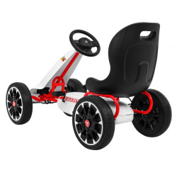 Gokart ABARTH na pedały dla dzieci Biały + Koła EVA + Hamulec ręczny + Wolny bieg