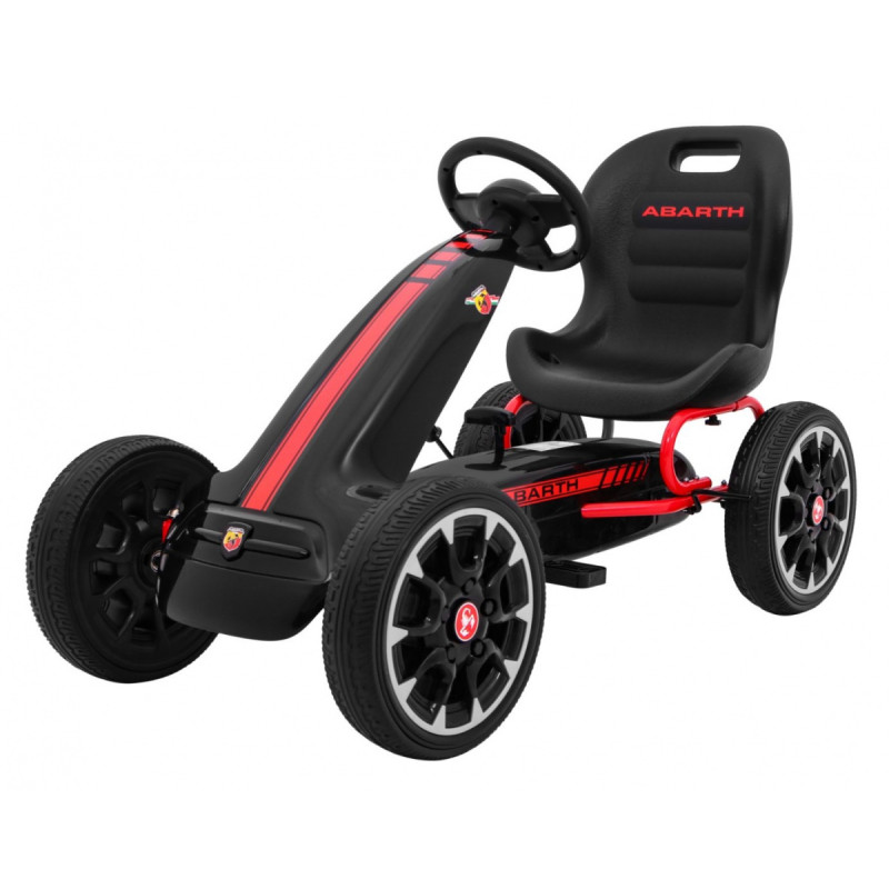 Gokart ABARTH na pedały dla dzieci Czarny + Koła EVA + Hamulec ręczny + Wolny bieg