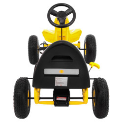 Gokart Champion na pedały dla dzieci 3+ Żółty + Pompowane opony + Regulowane siedzisko + Ręczny hamulec