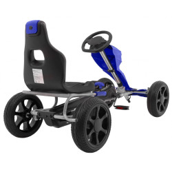 Gokart Grand Ride na pedały dla dzieci 3+ Niebieski + Koła EVA + Regulacja fotela + Hamulec ręczny