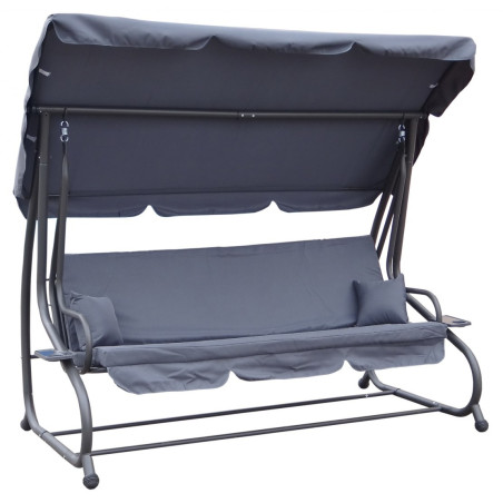 Huśtawka Ogrodowa Regulowana Siedzisko Textylina 2x1 Szara