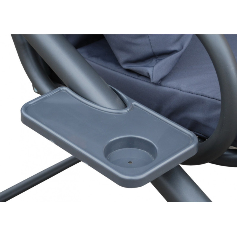 Rodzinna Huśtawka ogrodowa z Daszkiem Zielony wzór + Tekstylina 2x1 + Regulowane siedzisko + Materac + 2 Podstawki na napoje