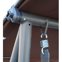 Rodzinna Huśtawka ogrodowa z Daszkiem Zielony wzór + Tekstylina 2x1 + Regulowane siedzisko + Materac + 2 Podstawki na napoje