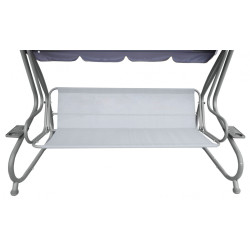 Rodzinna Huśtawka ogrodowa z Daszkiem Zielony wzór + Tekstylina 2x1 + Regulowane siedzisko + Materac + 2 Podstawki na napoje