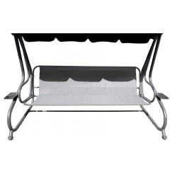 Rodzinna Huśtawka ogrodowa z Daszkiem Zielony wzór + Tekstylina 2x1 + Regulowane siedzisko + Materac + 2 Podstawki na napoje