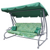 Rodzinna Huśtawka ogrodowa z Daszkiem Zielony wzór + Tekstylina 2x1 + Regulowane siedzisko + Materac + 2 Podstawki na napoje