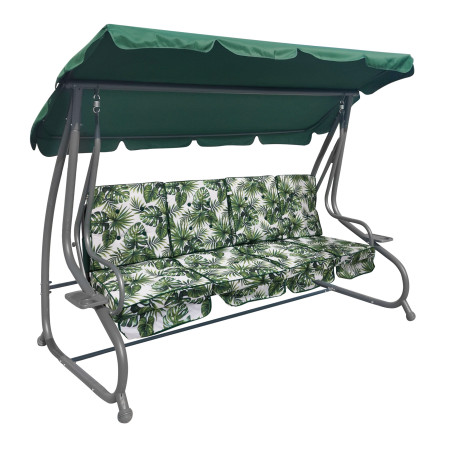 Ogromna Huśtawka Ogrodowa Siedzisko Plecionka 2x1 Liście