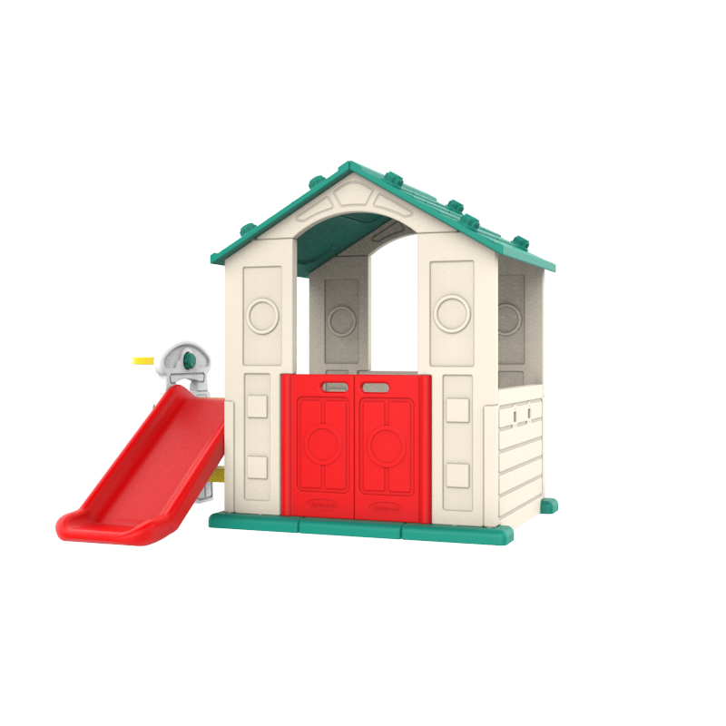 Domek Ogrodowy 3w1 dla dzieci Zielony Dach + Zjeżdżalnia + Koszykówka